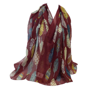 Oversize feuille motif voile uni a volé foulard châle musulman hijab en gros Chine